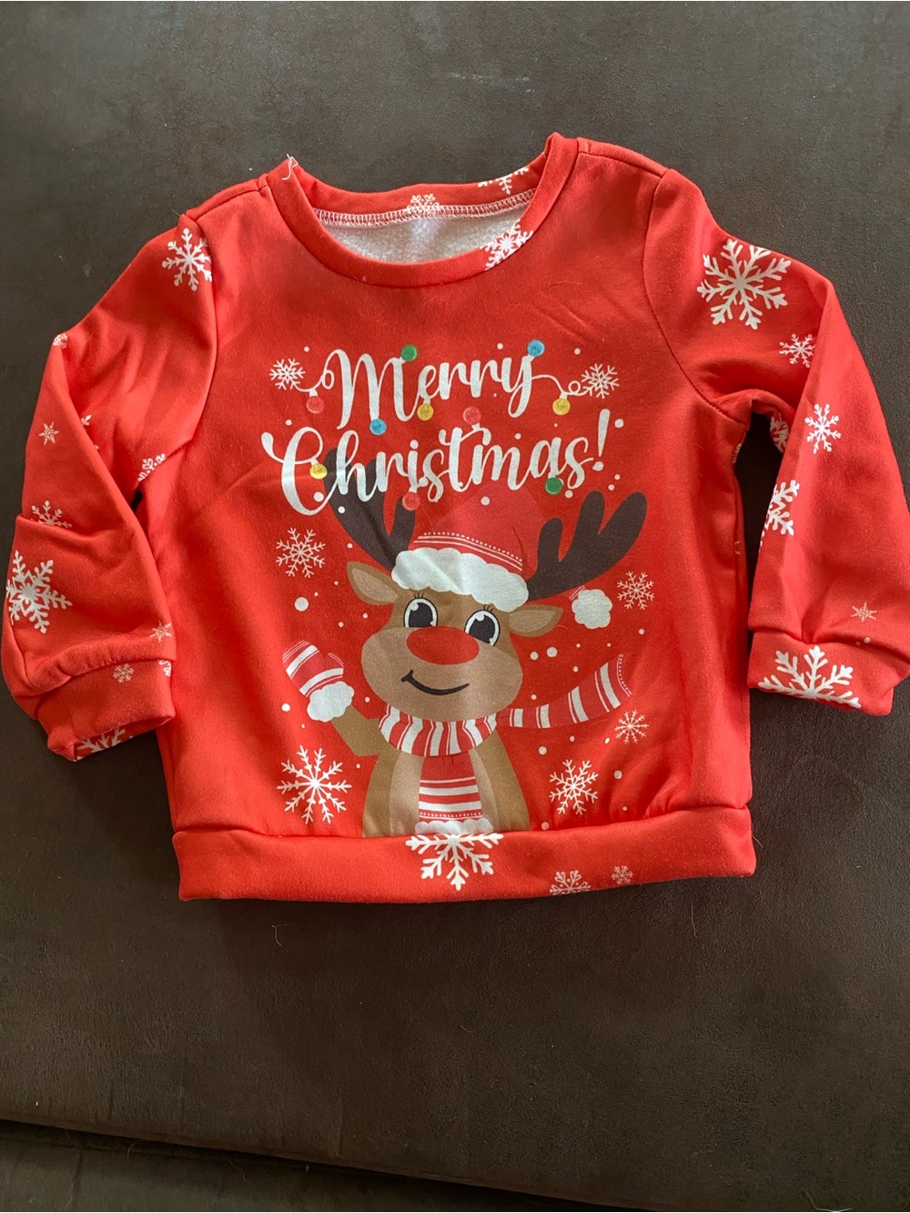SHEIN Red Kids Christmas Reindeer Sweatshirt